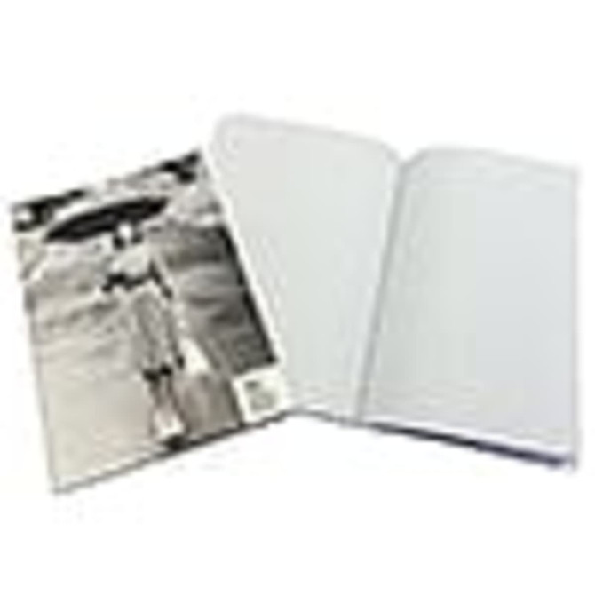 A5 PU soft cover notebook with blank pages, featuring a black and white printed cover design and a logo.