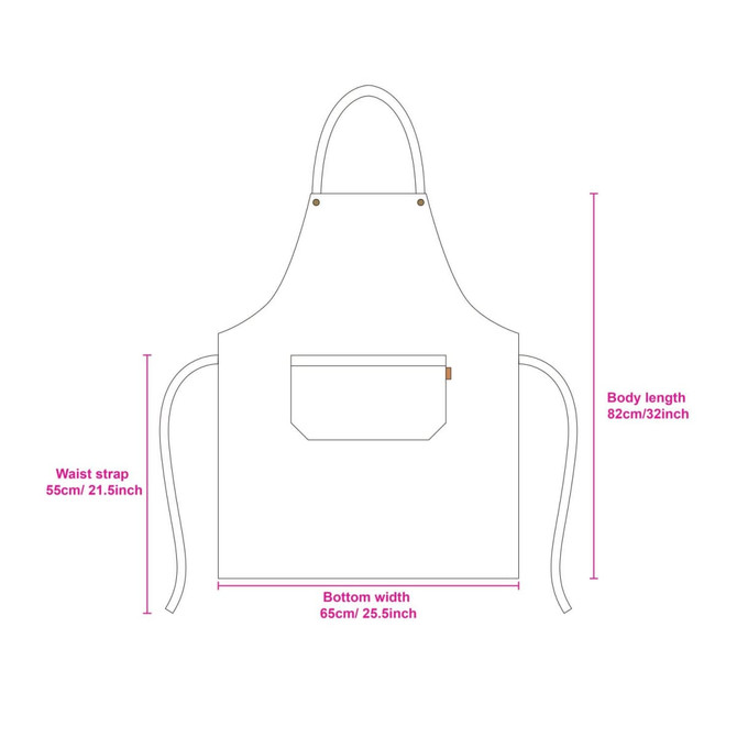 A white poly-cotton canvas bib apron with a colour neck strap and a front pocket, featuring a logo.