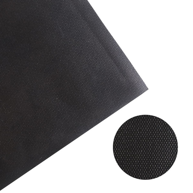 A black nylon logo mat with a textured surface, suitable for office or business use.