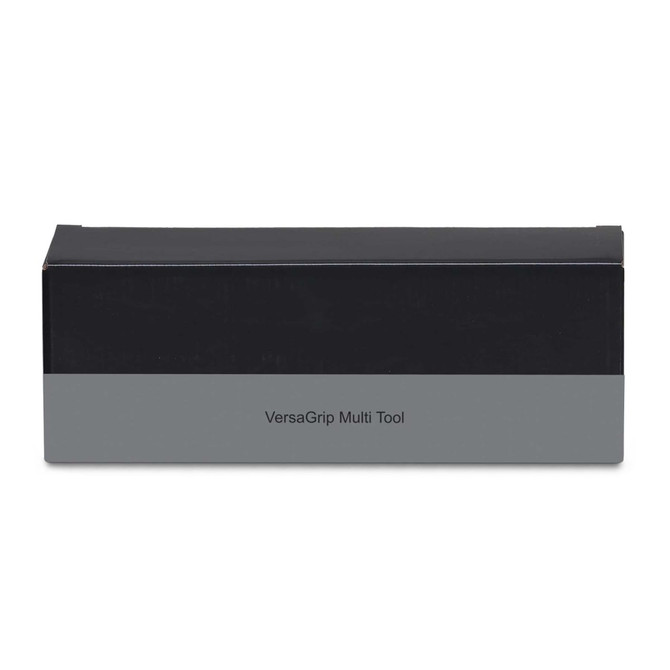 A black and grey box containing the VersaGrip Multi Tool, featuring a branding logo on the side.