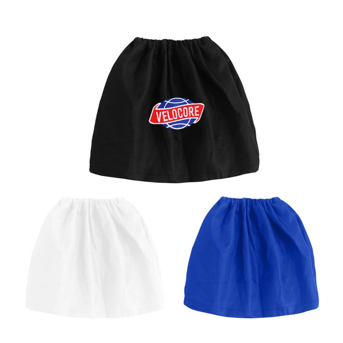 Three waterproof boot covers in black, white, and blue, each featuring a logo.