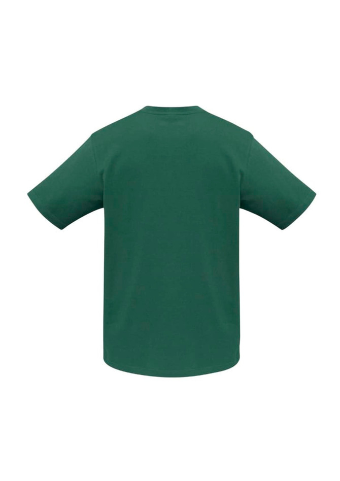 A short-sleeve tee in a deep green colour, featuring a plain back with a casual fit.