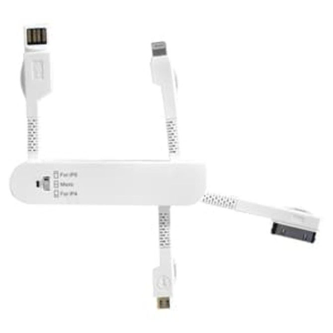 A white 60W fast charging cable with multiple connectors, featuring a logo.