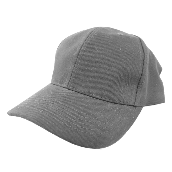 A brushed cotton baseball cap in a versatile grey colour, featuring a curved brim and a logo.