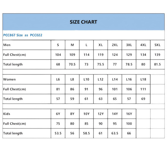 A size chart for a polyester micro mesh V-neck raglan sport tee, listing measurements for men, women, and kids.