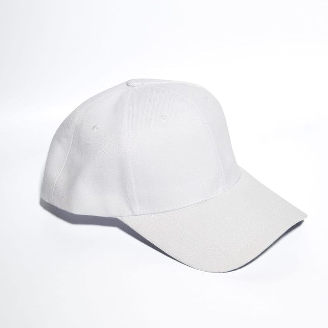 A white Quick-Dry Ripstop Strapback Baseball Cap with a curved brim and a logo on the front.