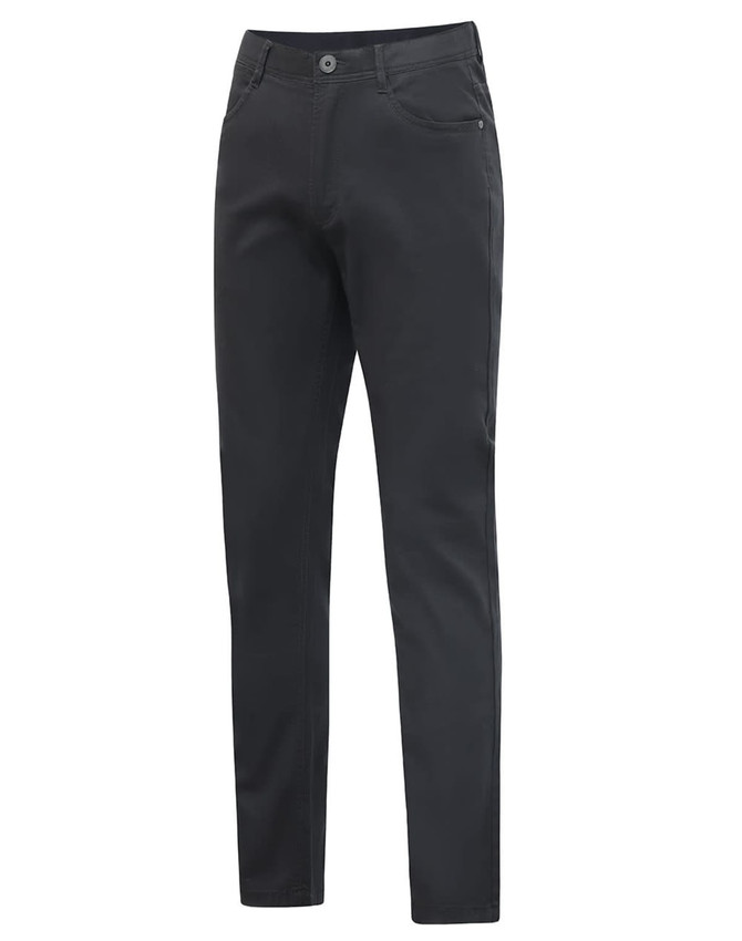 Ladies' Flexi Chino Pants in dark grey, featuring a slim fit and side pockets. Includes a logo on the waistband.