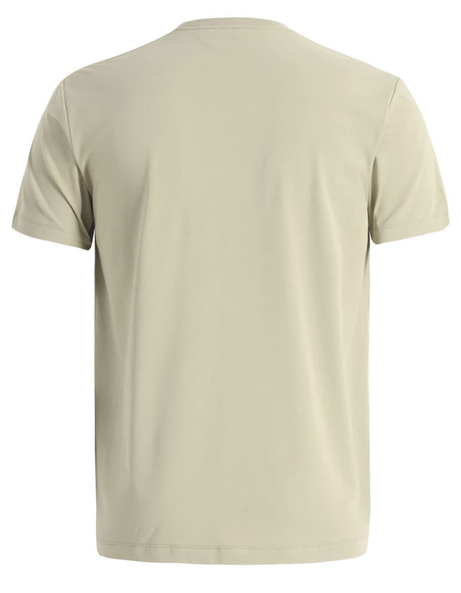 A light khaki men's premium cotton t-shirt featuring a classic short sleeve design and a simple back view.