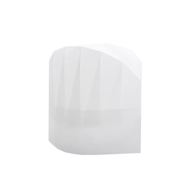 A white disposable non-woven kids chef hat with a textured design. It has a simple, plain appearance.
