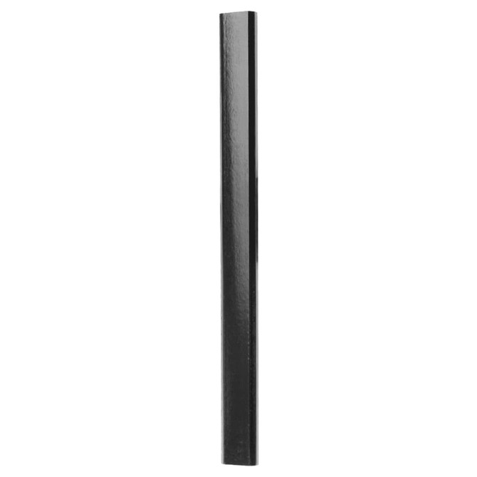 A black carpenter's pencil with a sleek, elongated shape. The pencil has a smooth surface and is unsharpened.
