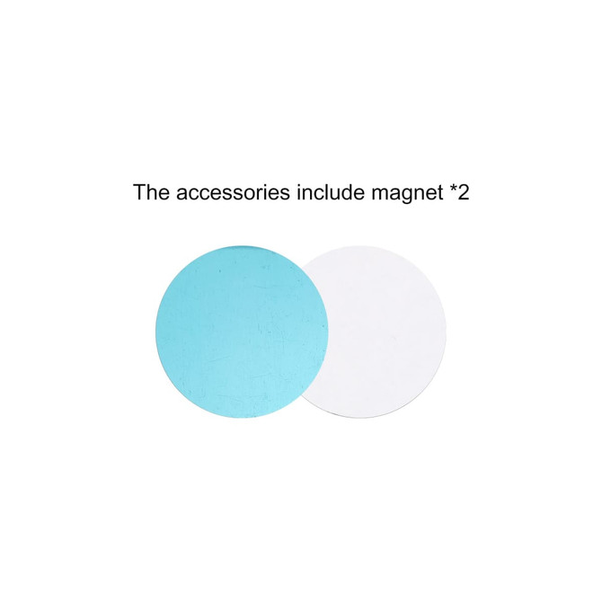 Two round discs, one turquoise and one white, with a slight texture, placed side by side. Each has no visible branding.