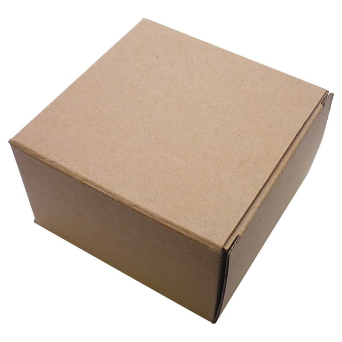 A plain brown cardboard box with flaps, featuring a simple, unadorned design.