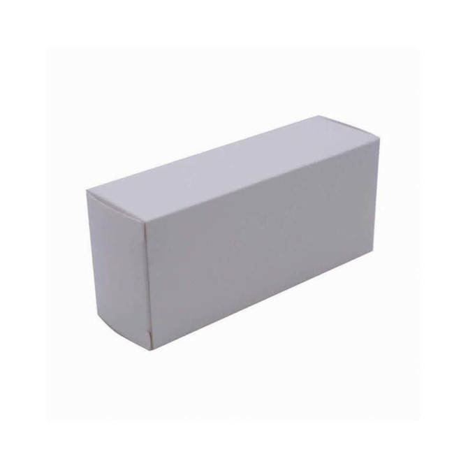 A plain white box with a rectangular shape, featuring a smooth surface and no visible branding.