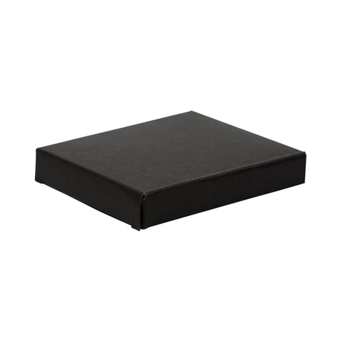 A black box with a flat, square design suitable for packaging products or gifts.