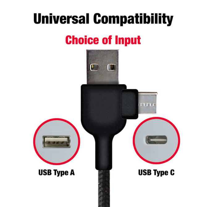A charging cable featuring USB Type A and USB Type C connectors in black, with a logo displayed on the cable. A charging cable featuring USB Type A and USB Type C connectors in black, with a logo displayed on the cable.