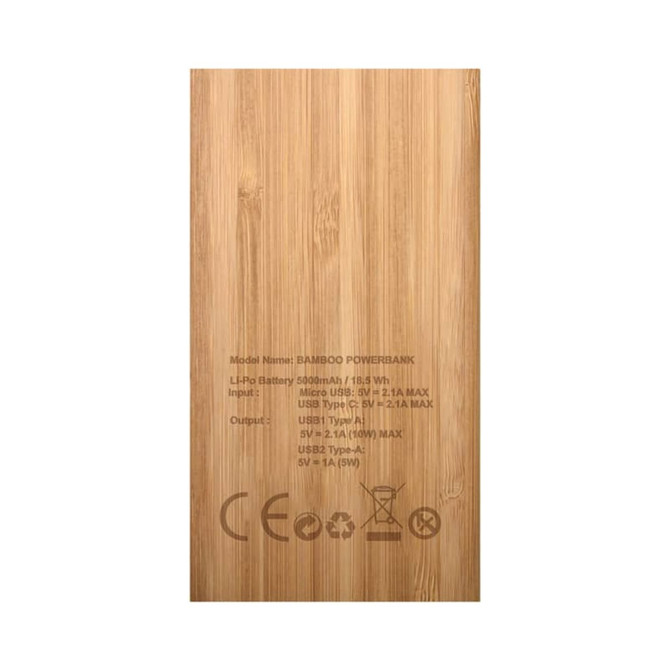 Kendal Bamboo Power Bank - 5000 mAh