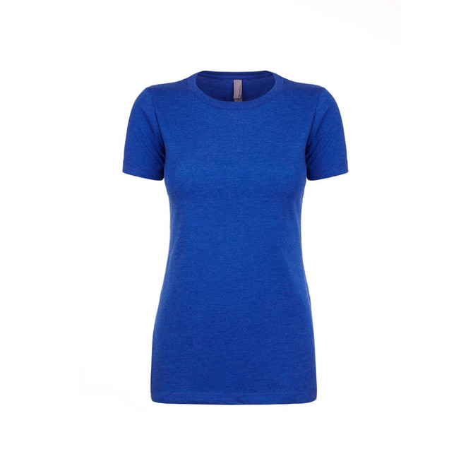 A women's crew-neck t-shirt in vibrant blue, featuring short sleeves and a fitted silhouette. It has a logo.