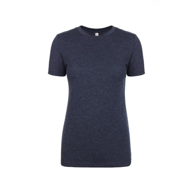 A women's tri-blend crew t-shirt in a dark navy colour with a classic crew neckline and short sleeves.