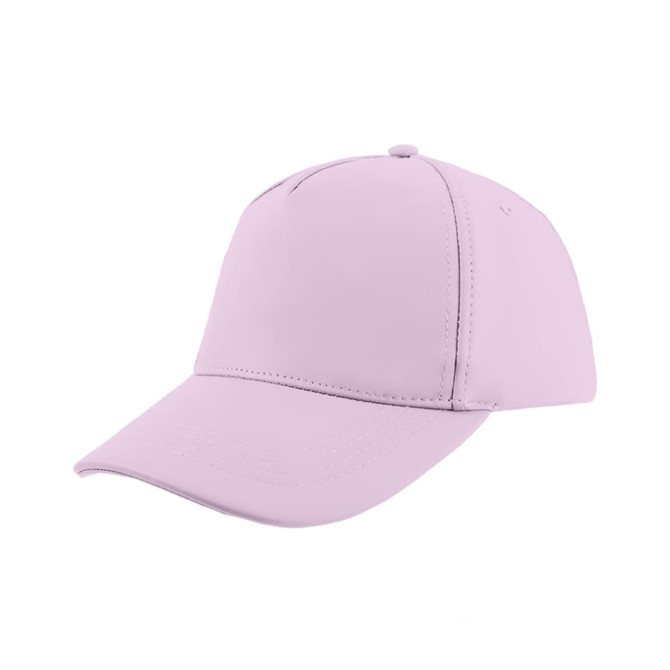 A PU leather baseball cap in a soft lilac colour with a structured design and an adjustable back strap.