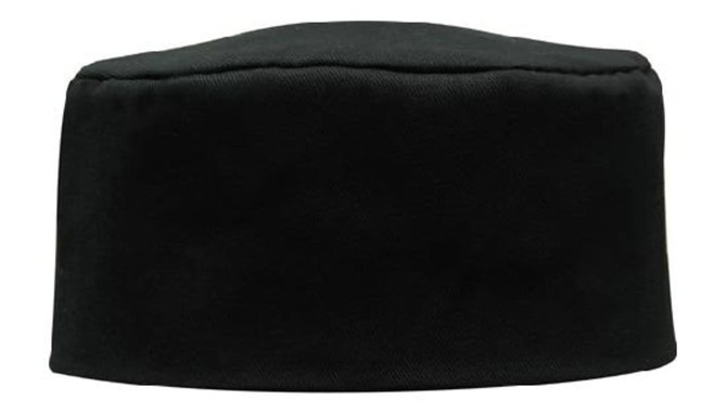 A black poly cotton chef's hat with a simple, structured design and no visible branding.