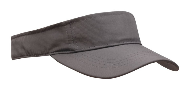 A grey Sports Ripstop Visor with a wide brim and adjustable strap, featuring a branding logo.