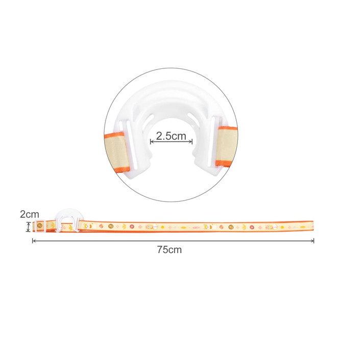 A drink bottle sling lanyard in white and orange, featuring a flexible strap and a looped holder.