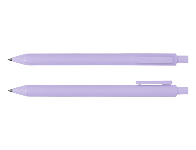 A promotional Virgo ballpoint pen in light purple, featuring a clip and smooth design, with a logo present.