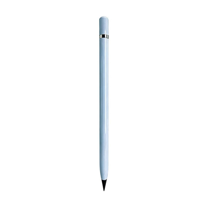 A light blue pencil with a sleek design and a silver accent. It has a branding logo near the top.