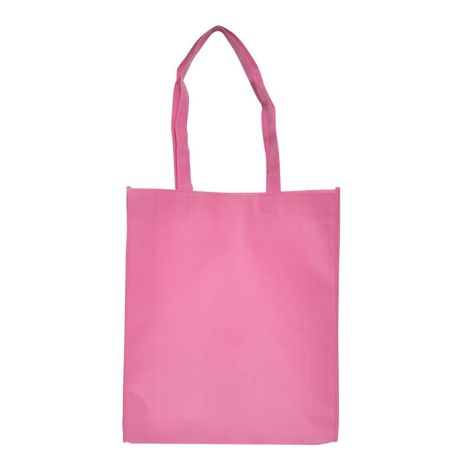 A large pink shopping tote bag with gusset and two handles. The bag has a simple design and no visible branding.