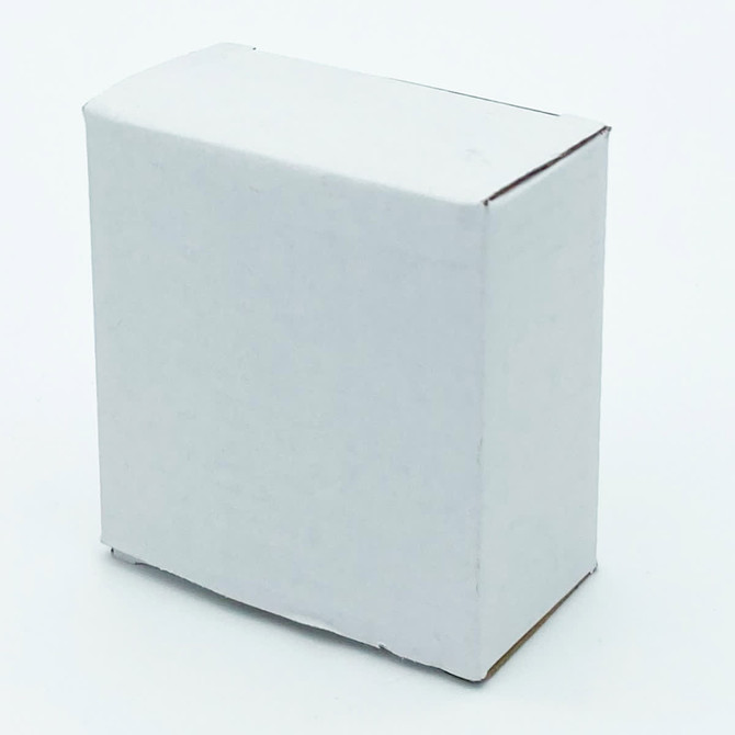 A small plain white cardboard box with a flat top and sides, suitable for packaging.