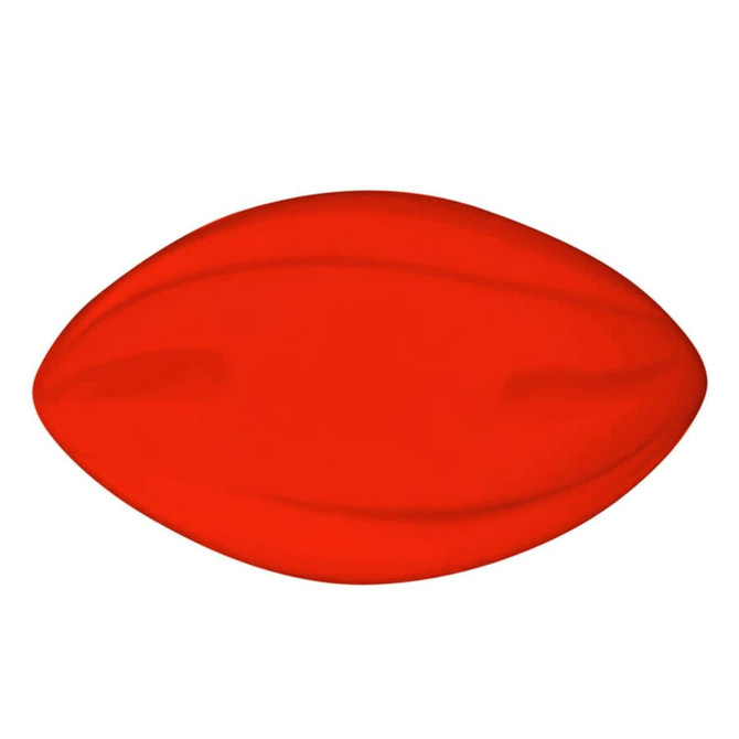 A bright red 200mm Spyro Football with a smooth surface and a logo on it.