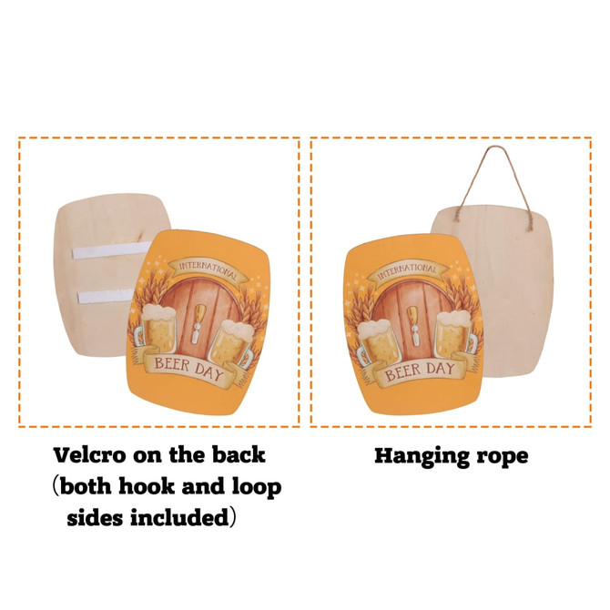 A wooden sign board (30x40cm) featuring vibrant artwork and a hanging rope. Includes Velcro on the back.