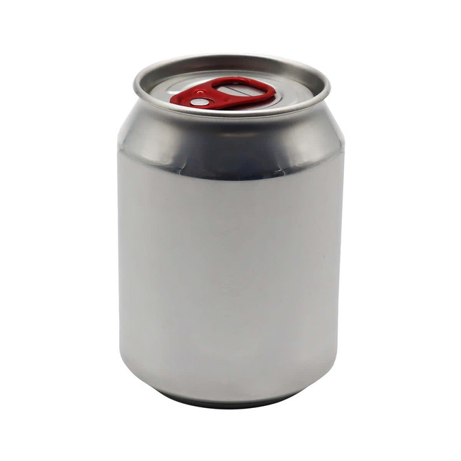 A silver can candle with a red pull tab, designed to resemble a beverage can.