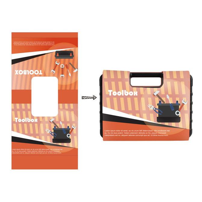 A black toolbox featuring various tools and a logo, designed for organising a mechanic socket set.