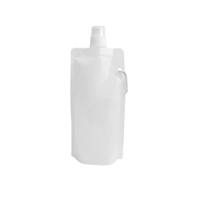 A drink bottle in a sleek, collapsible design, featuring a white exterior and a built-in spray nozzle.