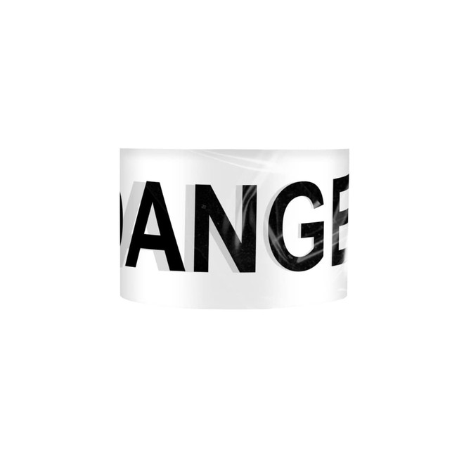 A roll of white PE barrier tape with bold black lettering indicating 'DANGER'. It features a logo.