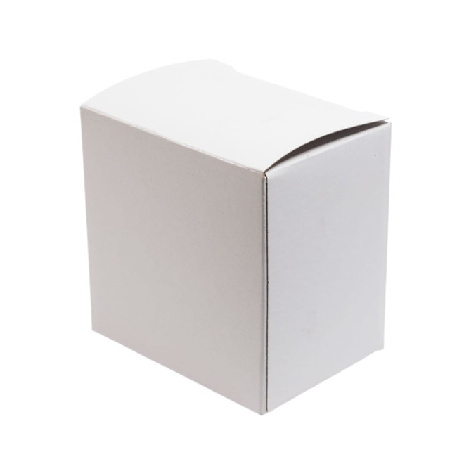 A plain, white cardboard box with a top flap, suitable for packaging various items.