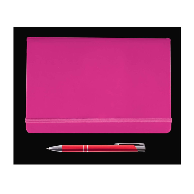 A pink folder and a silver pen are featured in the Harmony Gift Set.