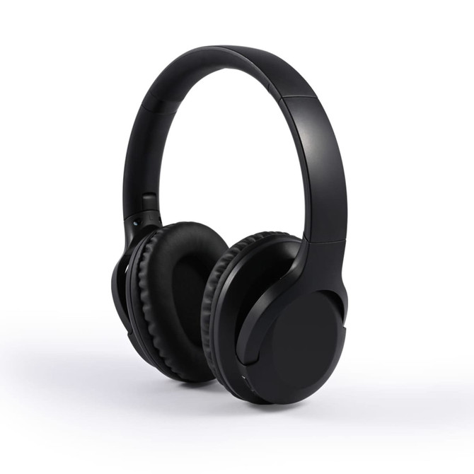 Black Equinox ANC headphones with cushioned ear cups, featuring a sleek, minimal design.