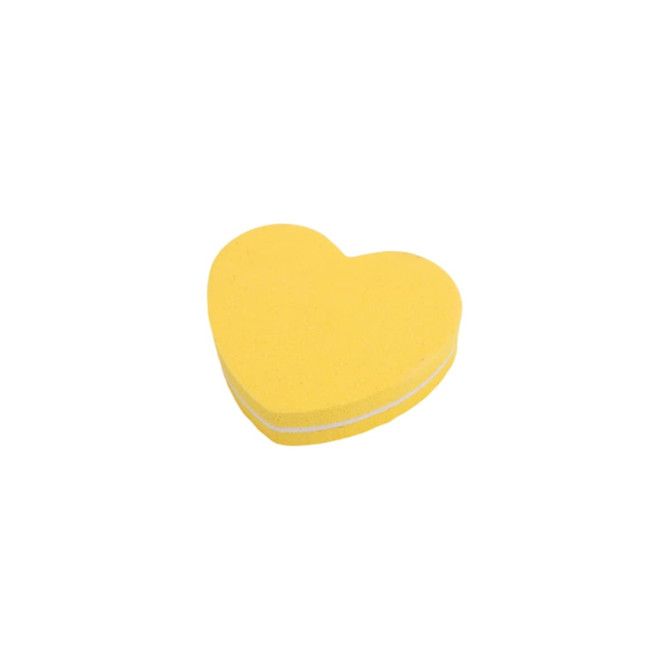 A pack of 50 heart-shaped nail files in yellow, featuring a white strip in the centre. The product has branding visible.