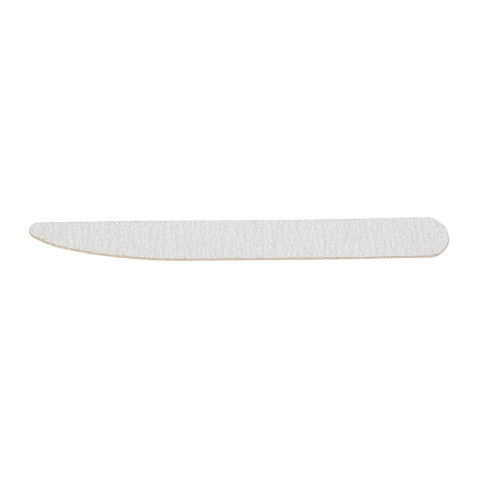 A pack of 50 wooden knife-shaped nail files in a light wood colour with a textured surface.