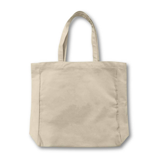 A cream-coloured 450gsm Victorian canvas tote bag with two handles and a plain design.