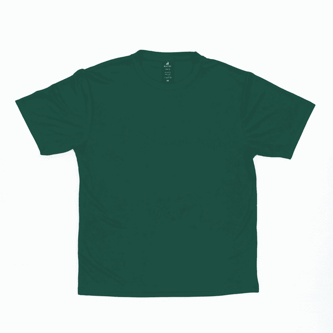 A green Core Tee featuring short sleeves and a round neckline, with a tag inside the collar.