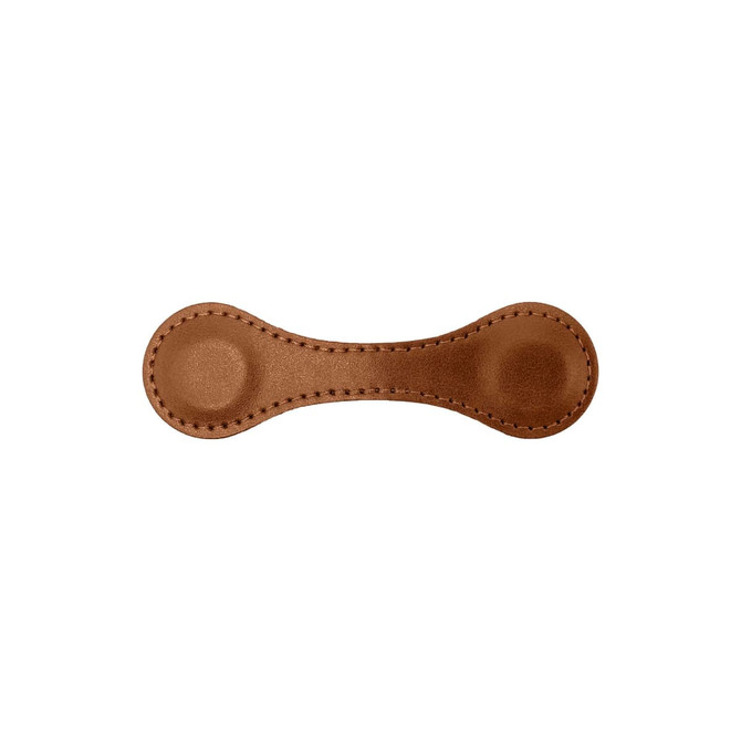 A PU leather magnetic bookmark in a rich brown colour with a smooth finish and rounded ends.