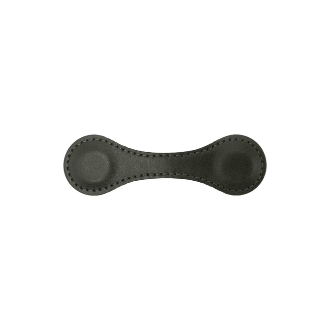 A black PU leather magnetic bookmark with a smooth design and stitched edges. It has a simple, elegant shape.