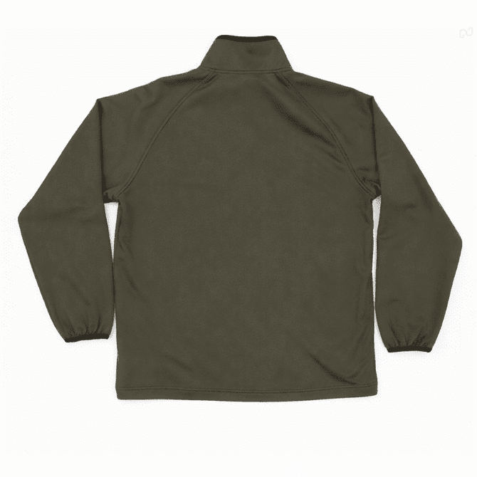 A khaki Summit Bonded Jacket with a high collar and elastic cuffs, featuring a branding logo.