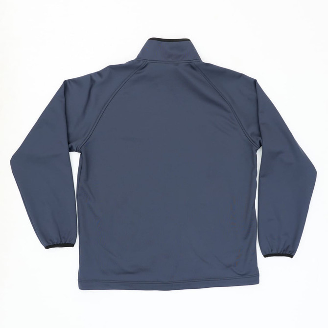 A grey Summit Bonded Jacket featuring a zip collar and elastic cuffs, with a branding logo on the back.
