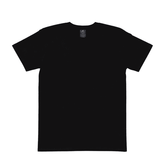 A black Classic Tee featuring a simple design and a label on the neckline.