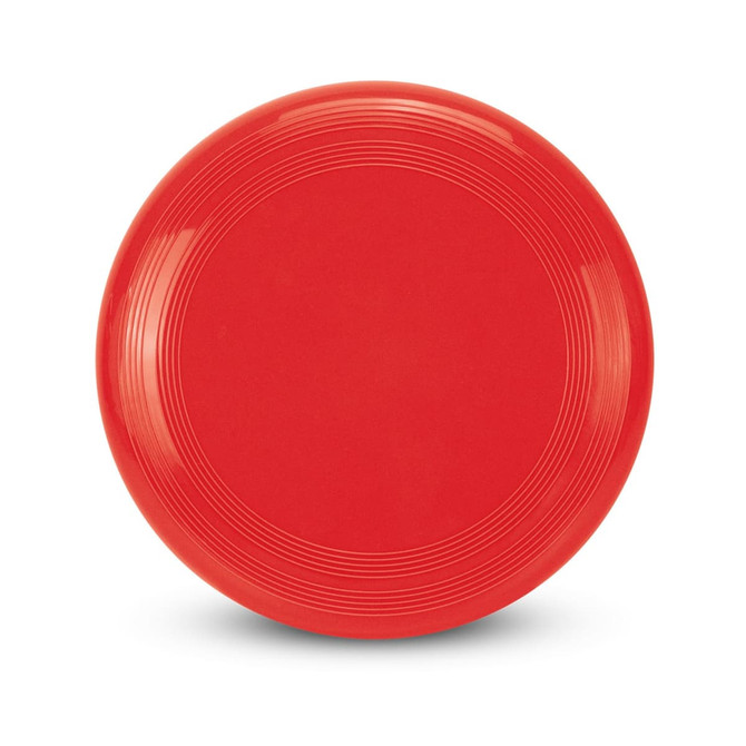 Aero Flyer - Small is a round red frisbee with concentric rings on its surface and a smooth finish.