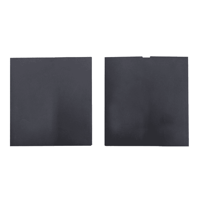 A black soft cover notebook and a matching pen pouch, both featuring a logo.